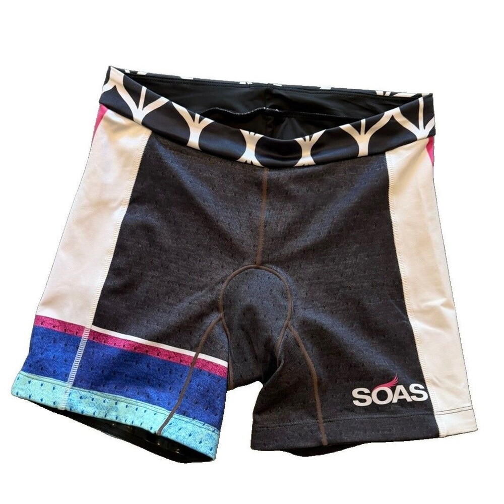 ⁠SOAS Racing Womens Tri Shorts Size M Padded Cycling Triathlon Bike Shorts Multi